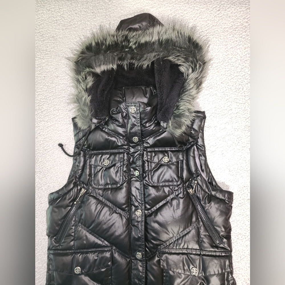 Harley Davidson , Faux Fur , Down Filled Hooded Vest Jacket - Picture 16 of 16